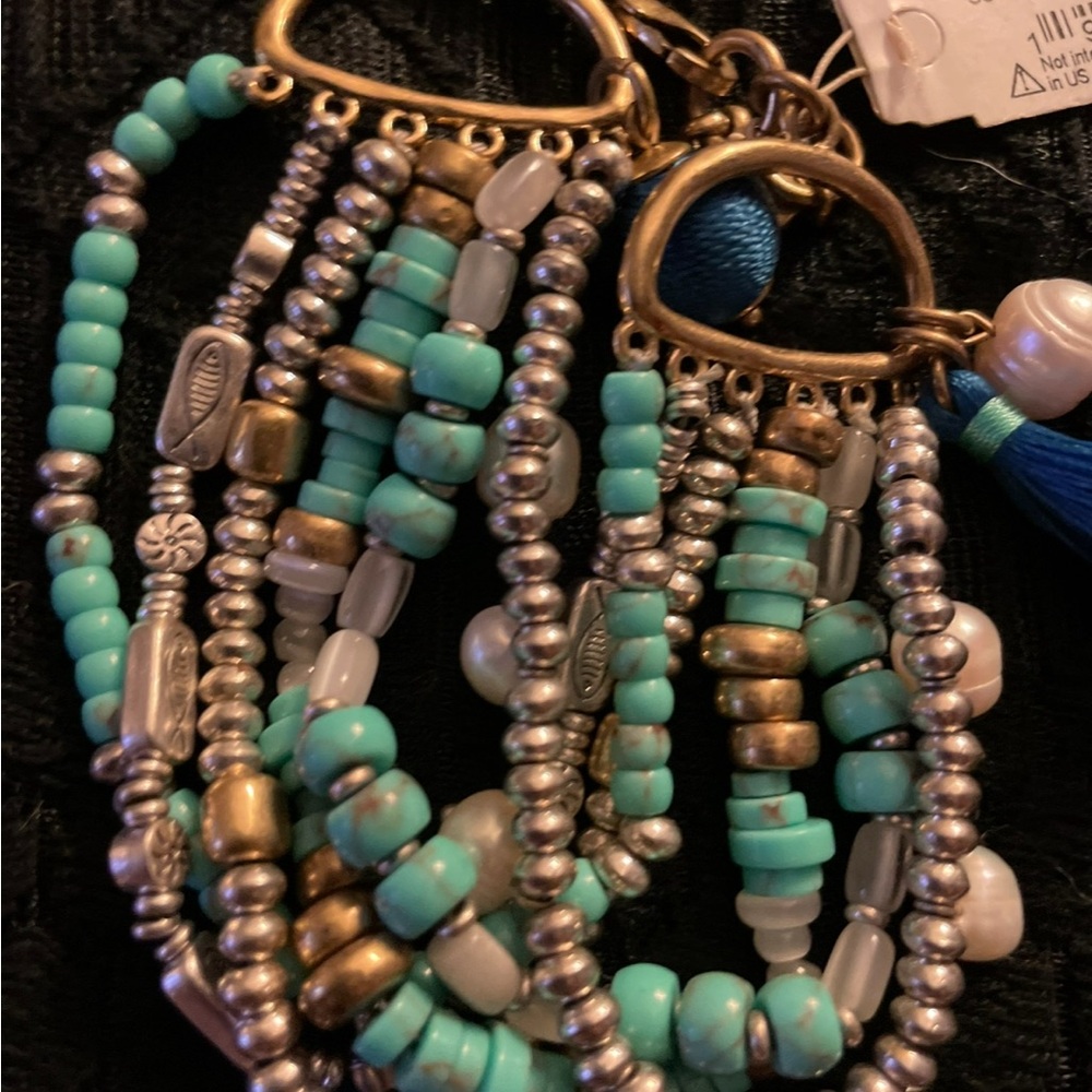 Turquoise and Silver Beaded Bracelet Set